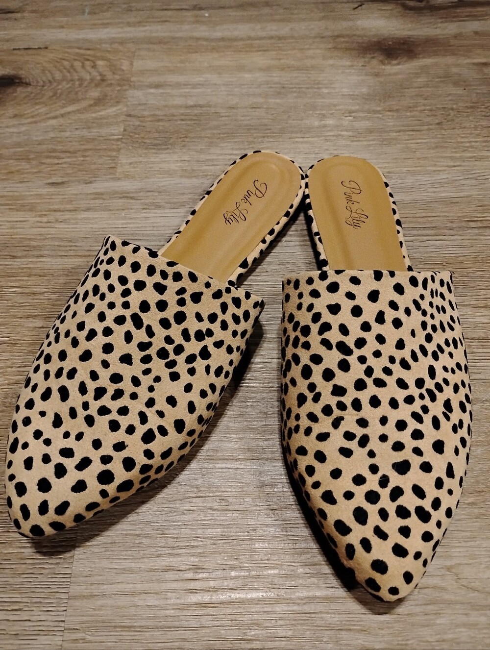 Pink Lily Tan & Black Cheetah Print Slip-On Mules